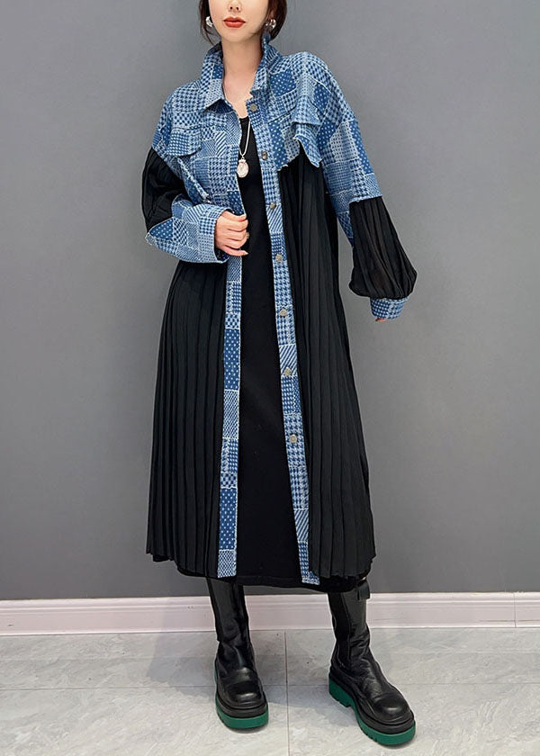 Unique Black Peter Pan Collar Button Tulle Patchwork Shirt Dresses Spring main image 1