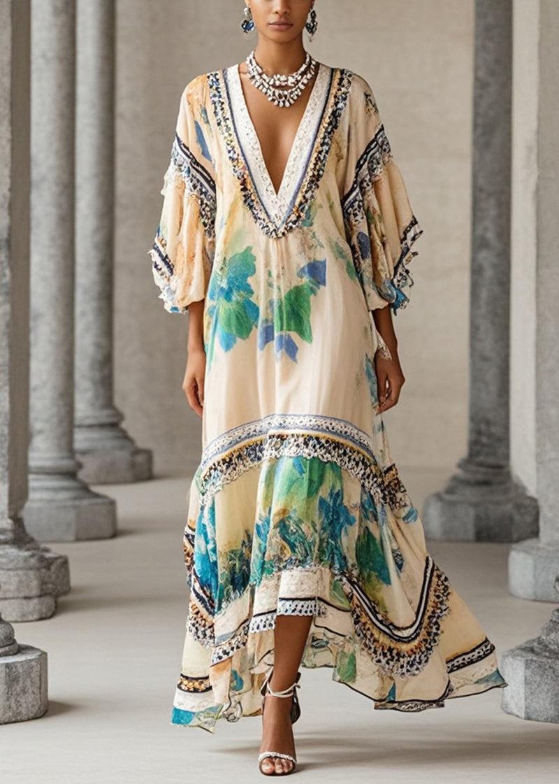 Fine Yellow V Neck Draping Chiffon Holiday Dresses Summer main image 0