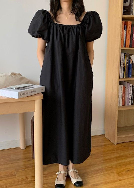 Loose black dotted silk Cotton quilting clothes Women Square Collar Plus Size Summer Dress main image 1