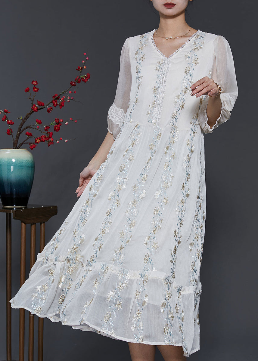Boutique White Lace Patchwork Chiffon Shirts Dress Spring