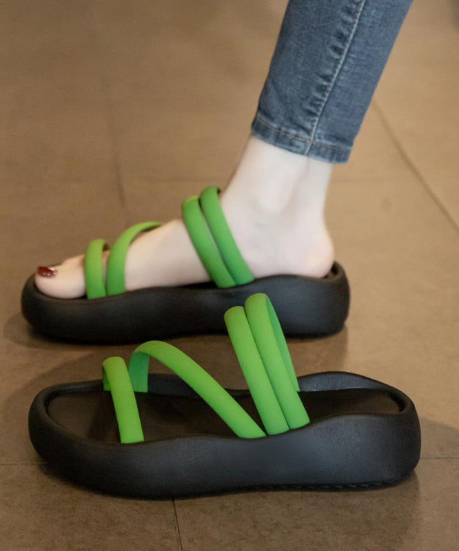 New Splicing Platform Sandals Black Faux Leather Peep Toe main image 1