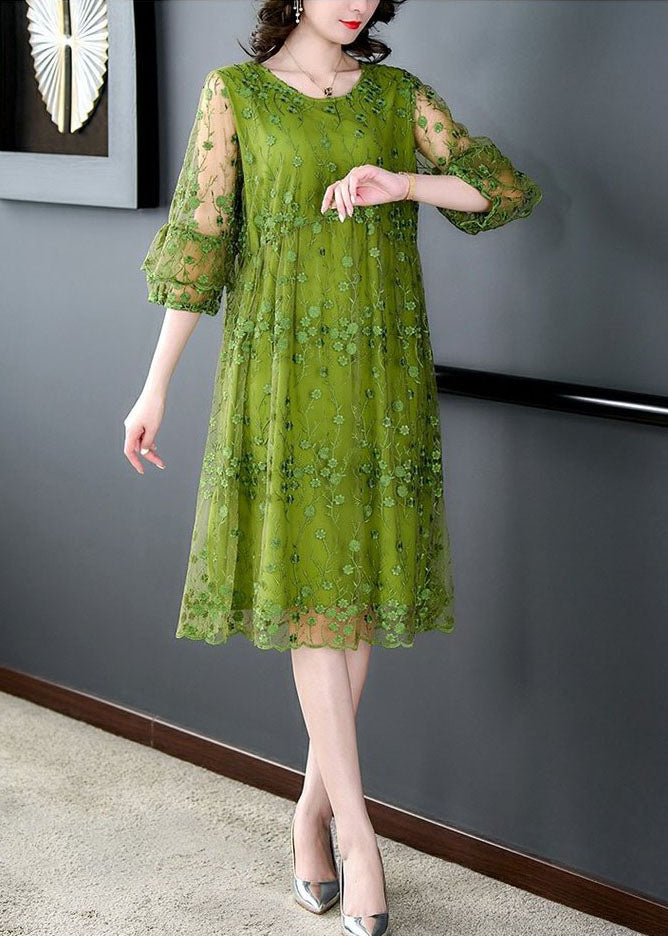 Beautiful Plant printing o neck Cinched Dresses summer Dress main image 0