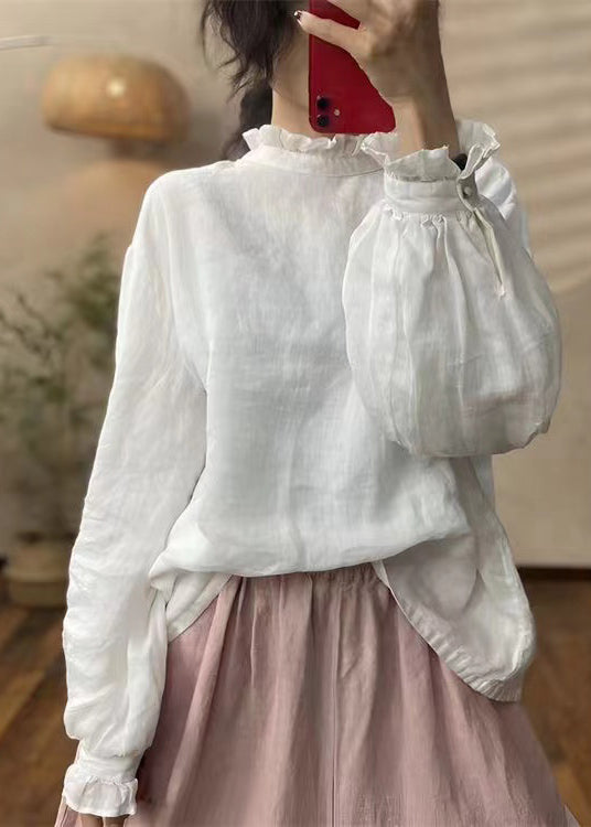 Lantern Sleeve Blouse with Ruffled Detail