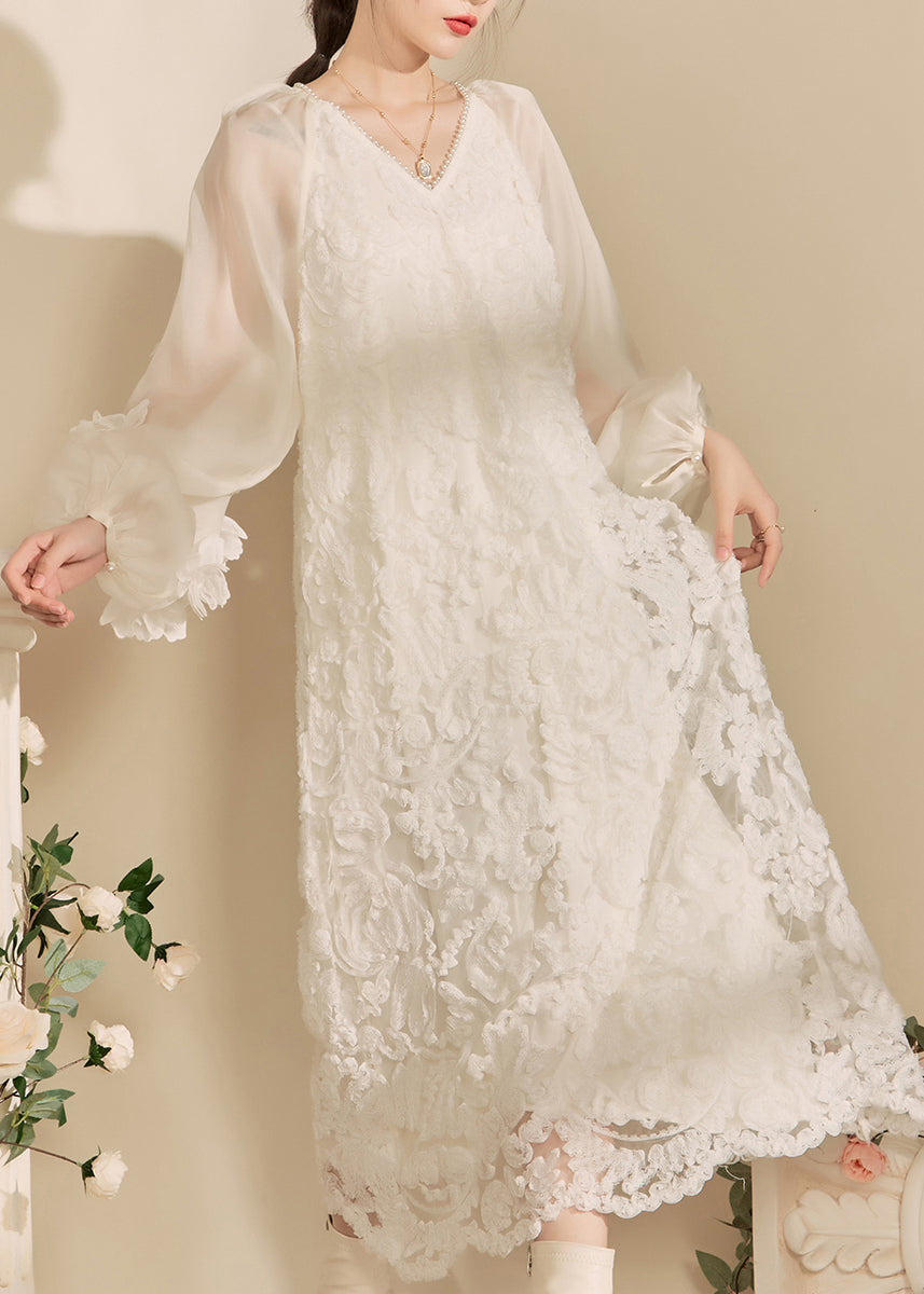 Elegant White V-Neck Tulle Flower Girl Dress main image 1