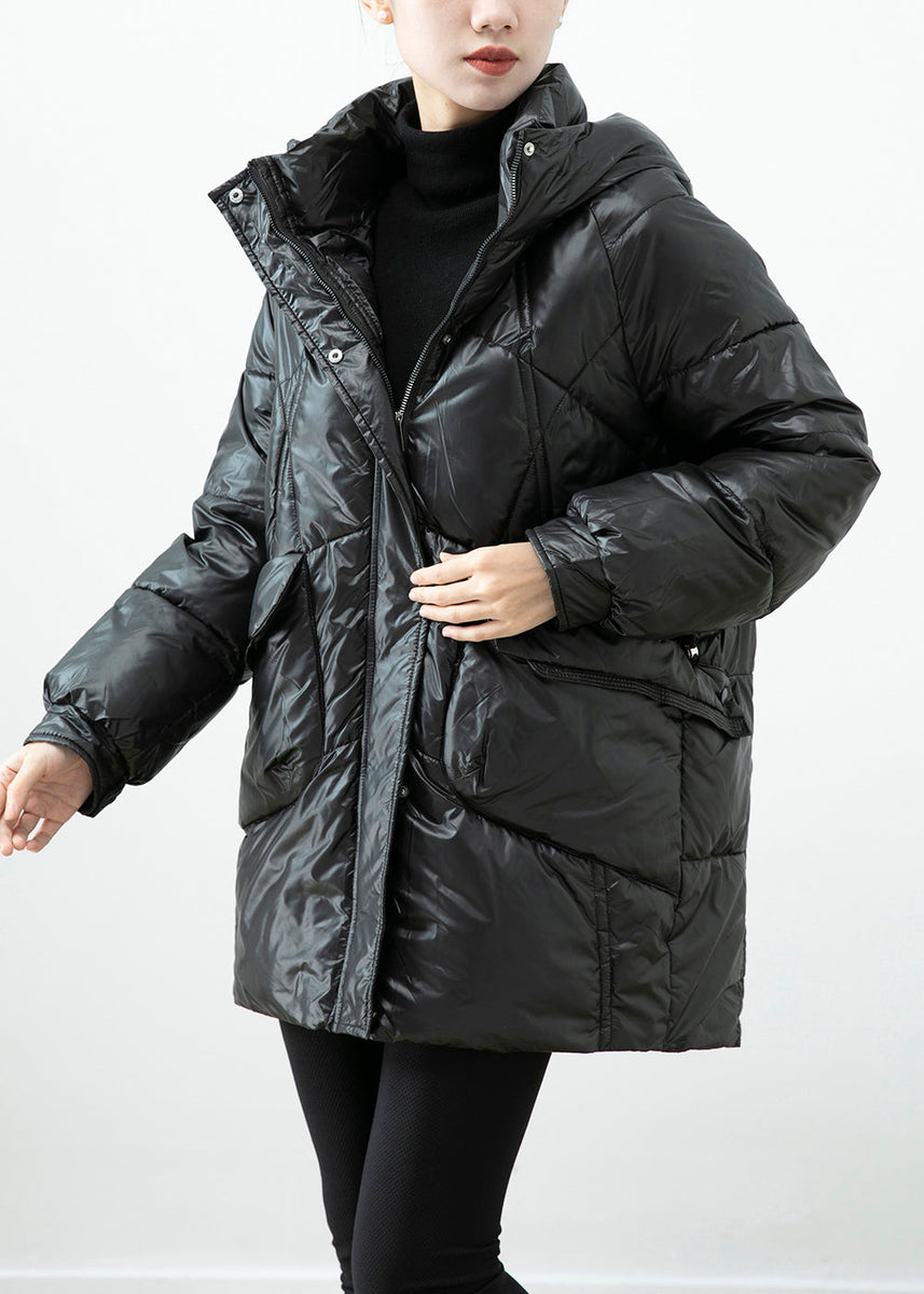 Boutique Black Zip Up Pockets Fine Cotton Filled Coat Winter main image 0
