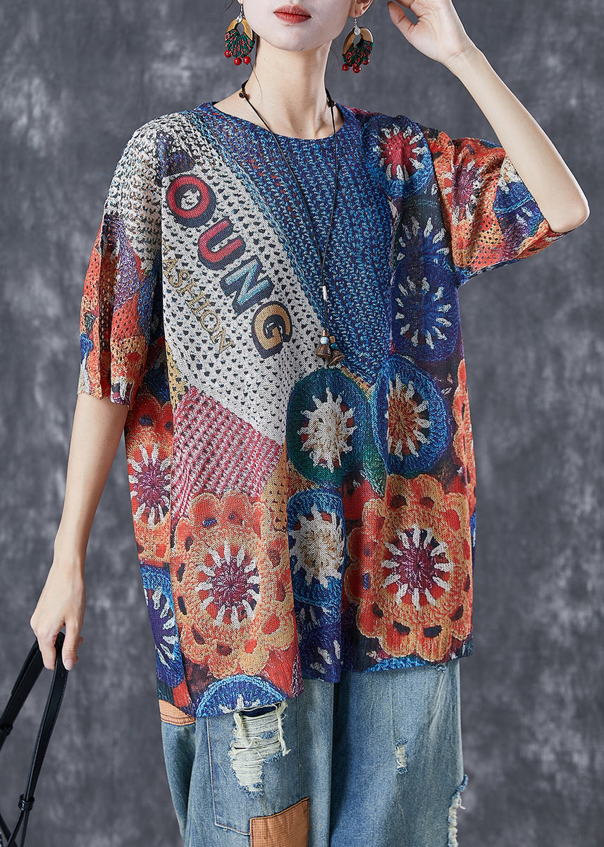 PLUS BLUE FRENCH TERRY COLOR BLOCK OUTSEAM KNIT TOP main image 1