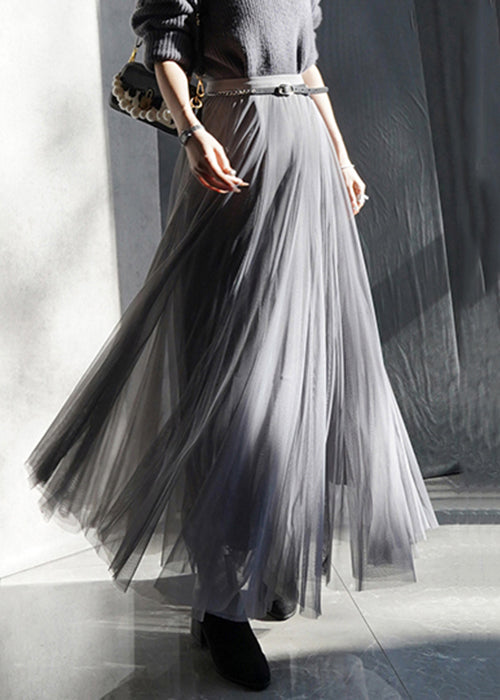 Fishtail Patchwork Tulle Skirt French Green For Women Long Flowing Elegant Evening Wear main image 0