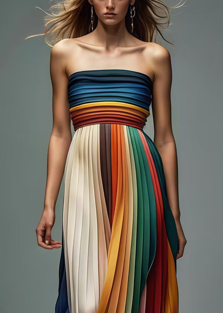 Sexy Gradient Color Pleated Contrast Strapless Strapless Dresses main image 0