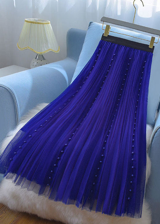 Green Elastic waist Pleated skirt 81202 main image 1