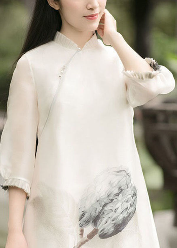 Classy Beige O-Neck Wrinkled Tulle Girls Long Dress Sleeveless EW028