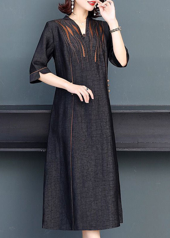 Silk Bohemian Dresses Patchwork Velvet Black Hollow Lace Maxi Out