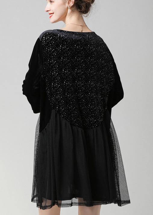 Fashion Black Patchwork Chiffon Cute Summer Maxi Dresses  SooLinen