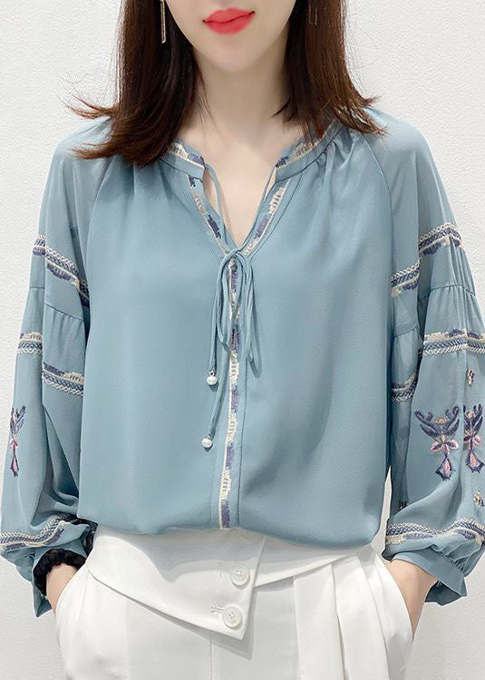Women's Chiffon Self Designs V Neck Top with 3/4th Sleeves