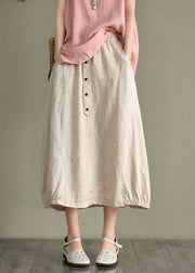 Simple Mulberry Retro Patchwork Pockets Summer Linen Skirt