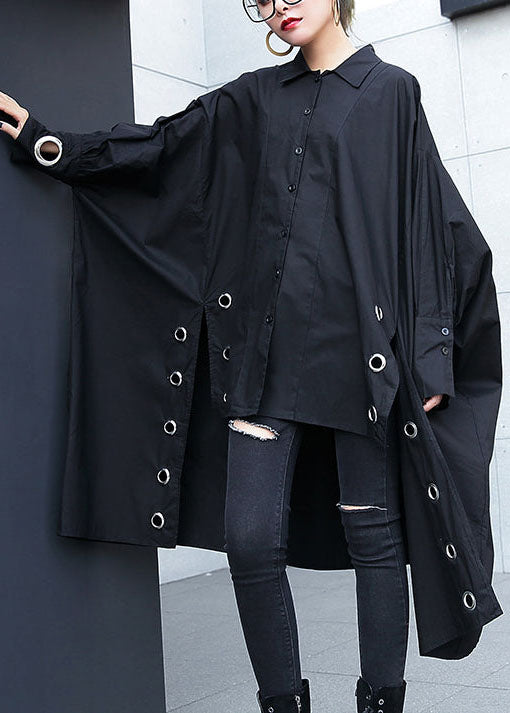 vintage black Midi cotton pullover plus size traveling blouse vintage hollow outlow high design cotton blouses