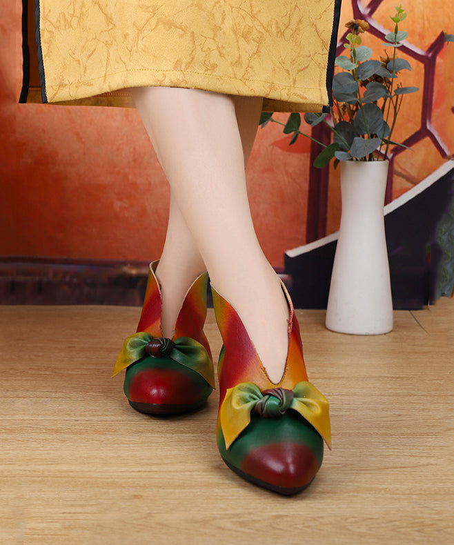 2025 New Soft Flats Colorful Ethnic Style Women Bow Ankle Boots