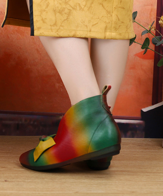 2025 New Soft Flats Colorful Ethnic Style Women Bow Ankle Boots