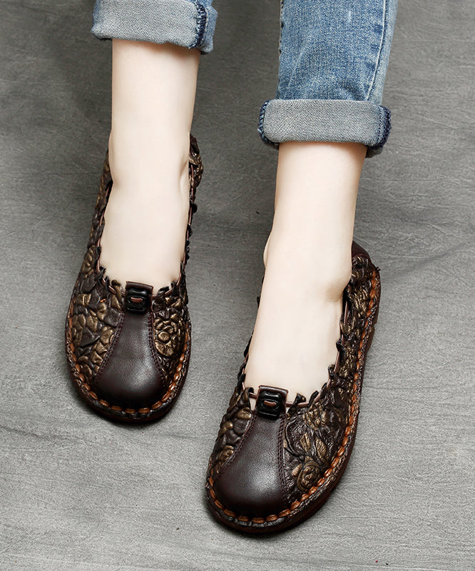 2025 Chocolate Splicing Embossed Flat Feet Shoes For Women