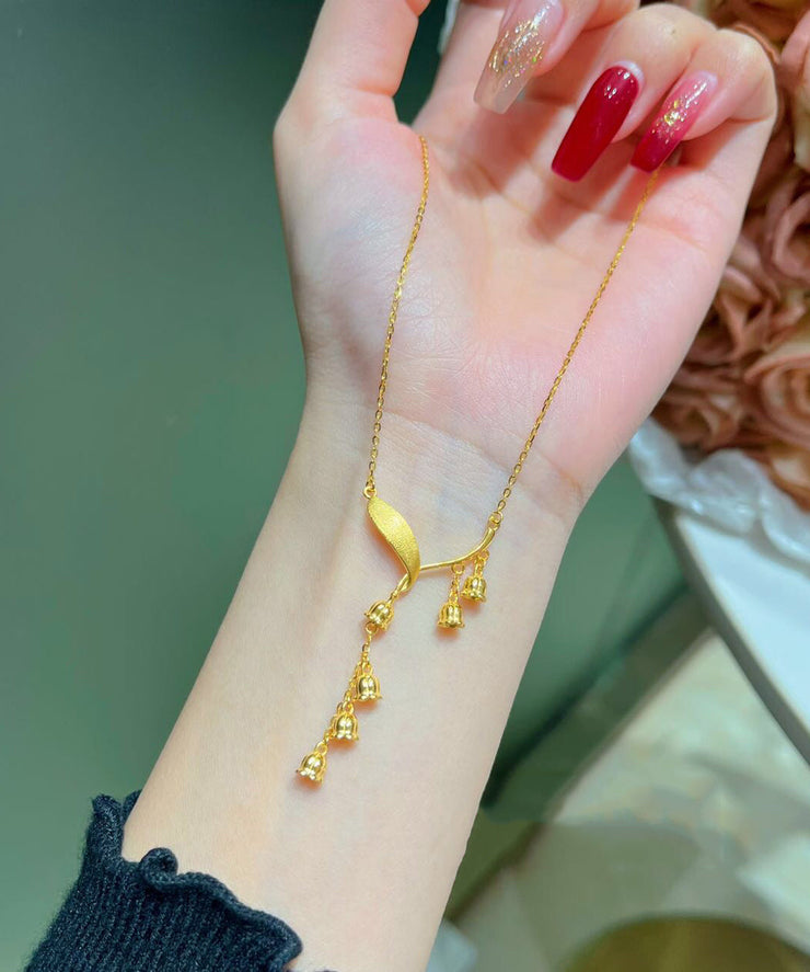 2025 Gold Sterling Silver Overgild Lily Of The Valley Tassel Pendant Necklace