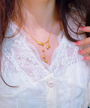 2025 Gold Sterling Silver Overgild Lily Of The Valley Tassel Pendant Necklace