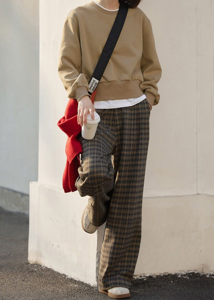 2025 New Plaid High Waist Wide Leg Pants Spring Winter