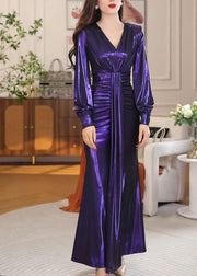 2025 New Sexy V-neck Slim Fit Wrap Hip Dress Long Sleeves