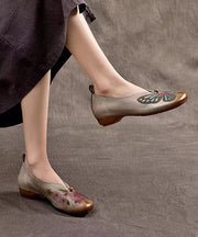 2025 Spring New Boho Embossed Cowhide Flats Shoes