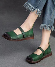 2025 Spring New Retro Cowhide Flat Shoes Buckle Strap