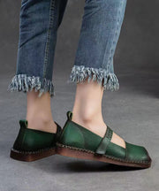 2025 Spring New Retro Cowhide Flat Shoes Buckle Strap