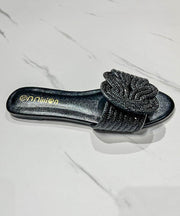 2025 Summer Boutique Fashion Green Slide Sandals Zircon
