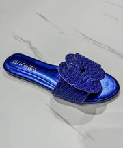 2025 Summer Boutique Fashion Green Slide Sandals Zircon