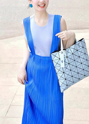 2025 Blue Wrinkled Tank Top And Dress Set Summer