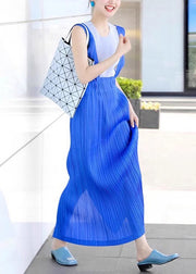 2025 Blue Wrinkled Tank Top And Dress Set Summer