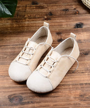 2025 Lace Up Splicing Flat Shoes For Women Green Faux Leather