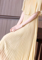 2025 New Apricot Floral False Two Pieces Set Dresses Summer