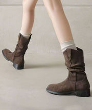 2025 New Apricot Suede Splicing Boots