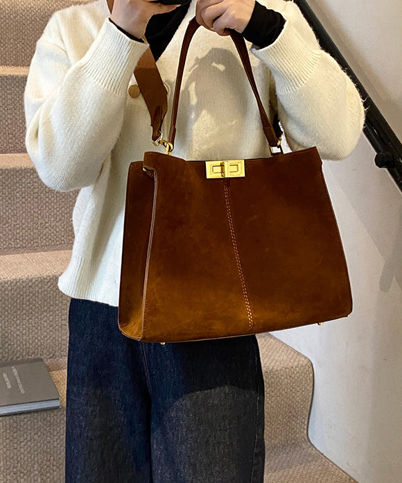 2025 New Autumn Winter Coffee Large Capacity Suede Shoulder Bag