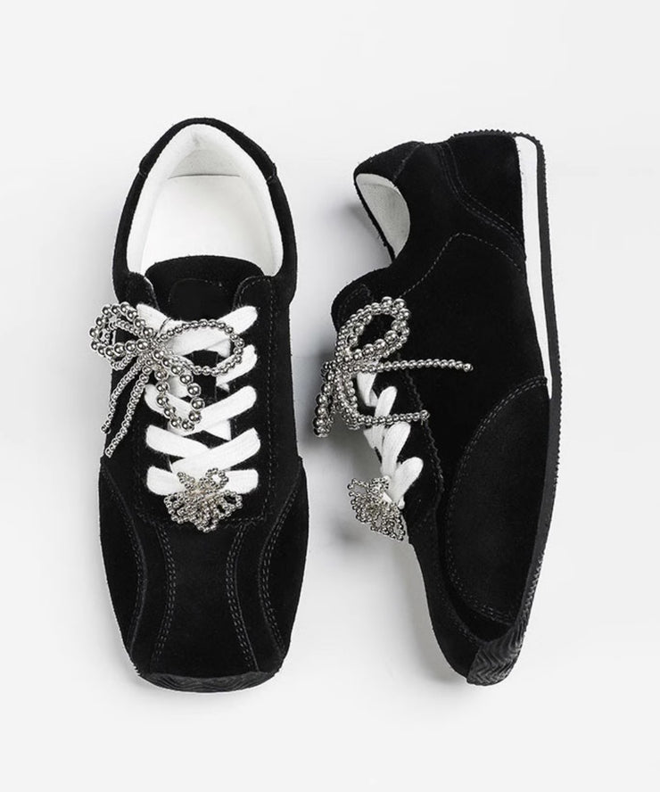 2025 New Black Lace Up Sports Leisure Shoes