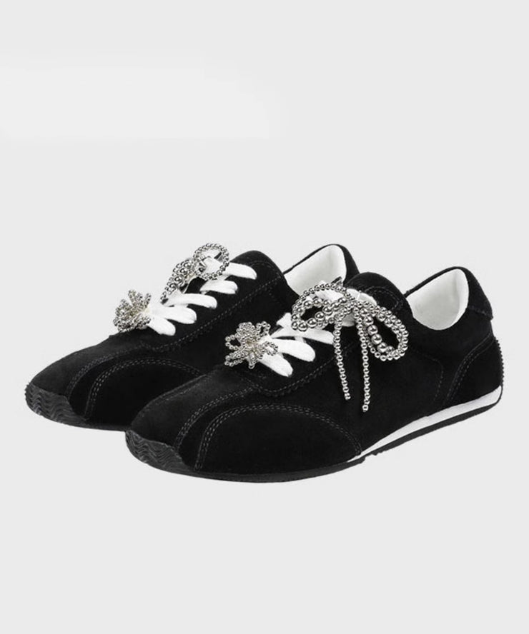 2025 New Black Lace Up Sports Leisure Shoes