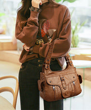 2025 New Black Large Capacity Calf Leather Shoulder Bag