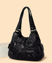 2025 New Black Large Capacity Faux Leather Shoulder Bag