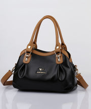 2025 New Black Red Solid Durable Versatile Calf Leather Tote Bag
