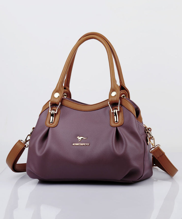 2025 New Black Red Solid Durable Versatile Calf Leather Tote Bag