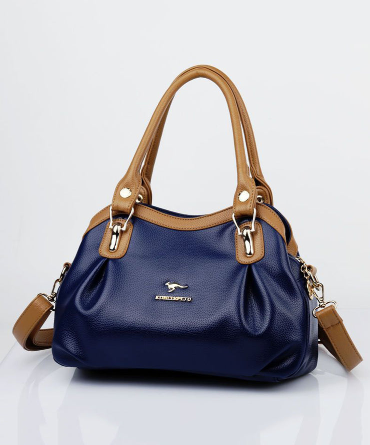 2025 New Black Red Solid Durable Versatile Calf Leather Tote Bag