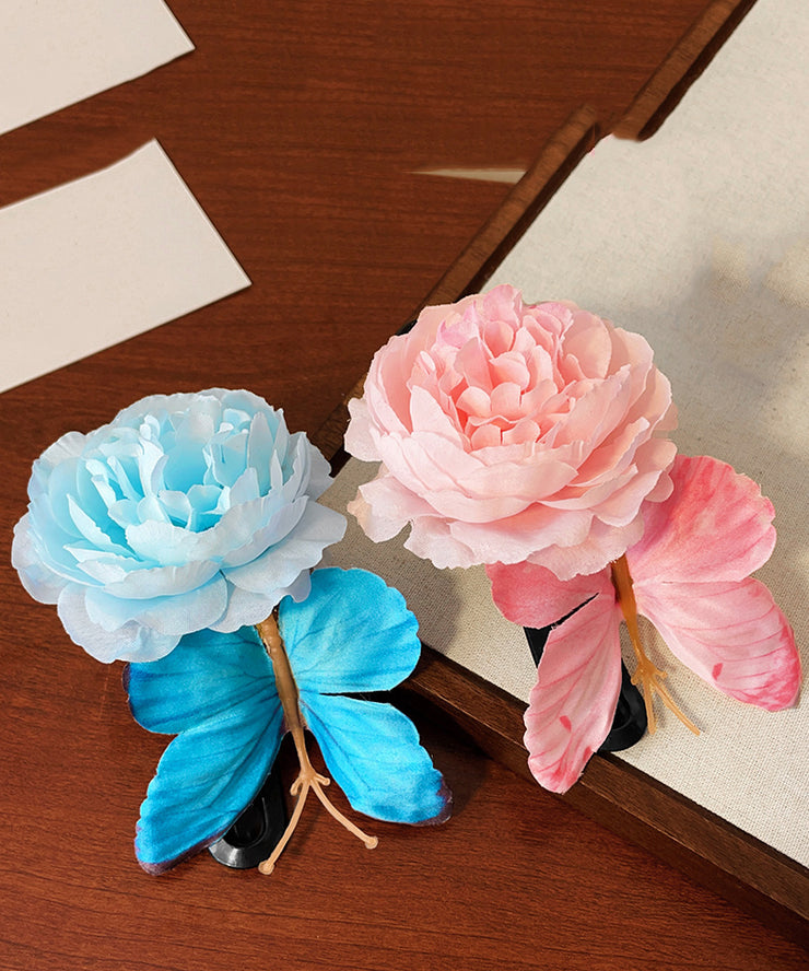 2025 New Blue Alloy Butterfly Peony Hairpin