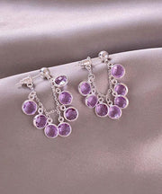 2025 New Blue Copper Alloy Crystal Hoop Earrings