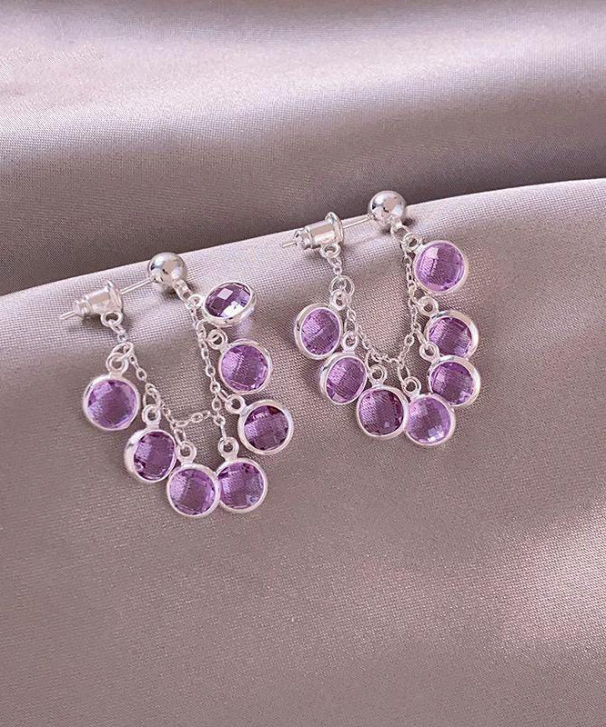 2025 New Blue Copper Alloy Crystal Hoop Earrings