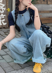 2025 New Blue T-Shirt And Denim Jumpsuit Set Summer