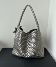 2025 New Champagne Faux Leather Large Capacity Bucket Bag