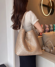 2025 New Champagne Faux Leather Large Capacity Bucket Bag